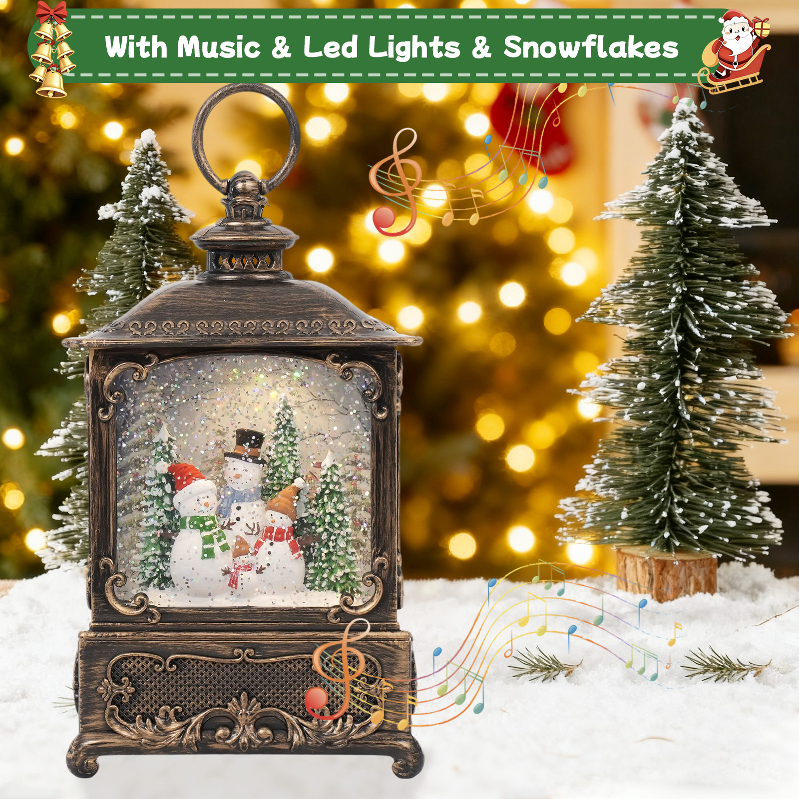 Snow Globe Musical - Music Snow Globe Lantern with LED