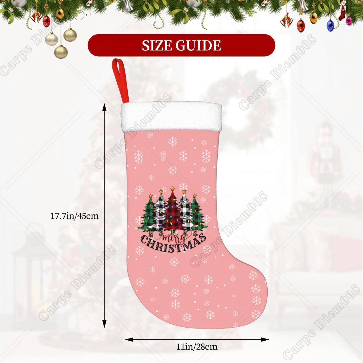 Pink Snowflakes Christmas Tree - Christmas Stocking Hanging recensie en prijs