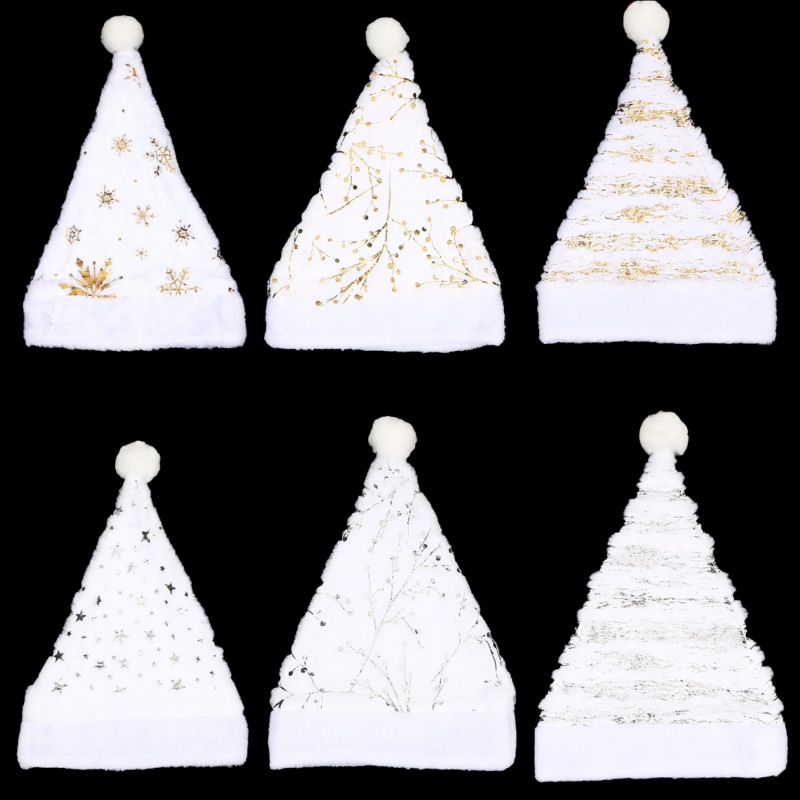 White Plush Christmas Hat Gold - Santa Hat Plush recensie en prijs