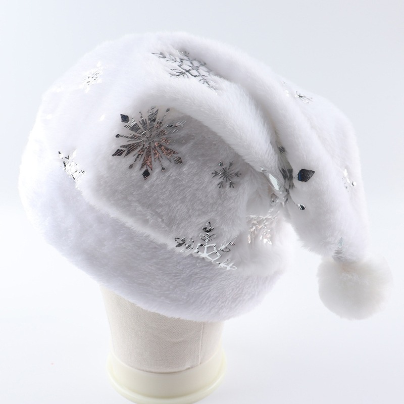 White Plush Christmas Hat Gold - Santa Hat Plush recensie en prijs