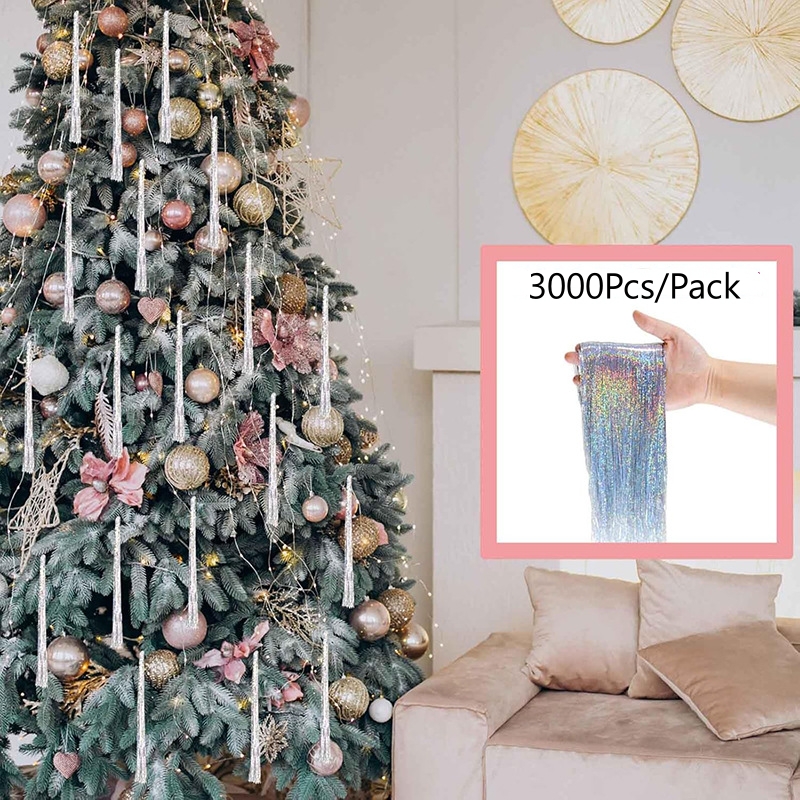 3000 Strands Icicles Iridescen - Tinsel Garland Decoration recensie en prijs