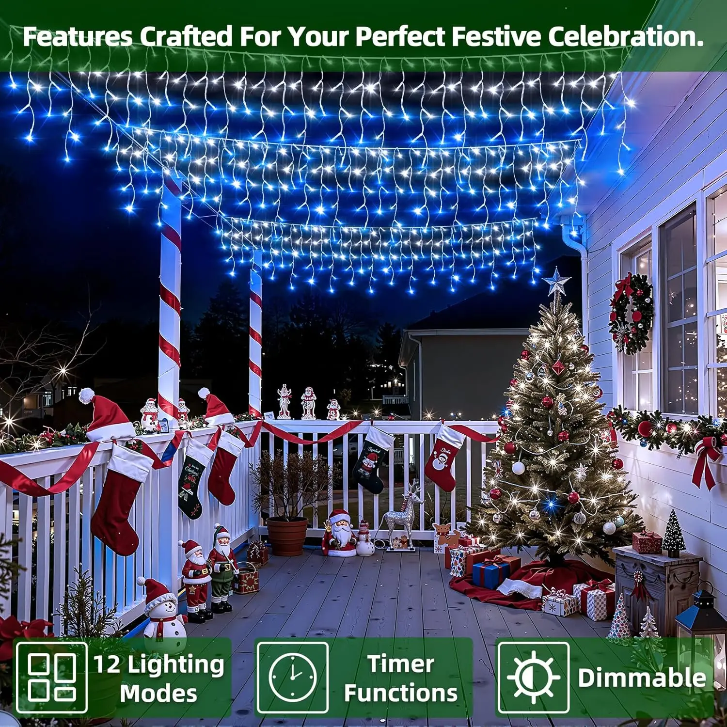 50ft 504 LED Icicle Lights, 12 - Led Fairy String Lights recensie en prijs