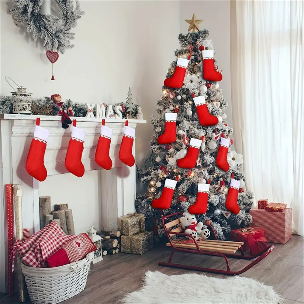 12pcs Red Felt Christmas Stock - Christmas Stocking Hanging recensie en prijs