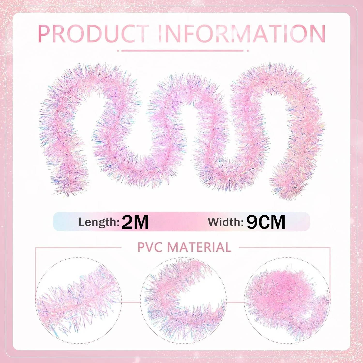 2M Pink Christmas Tinsel Garla - Tinsel Garland Decoration recensie en prijs