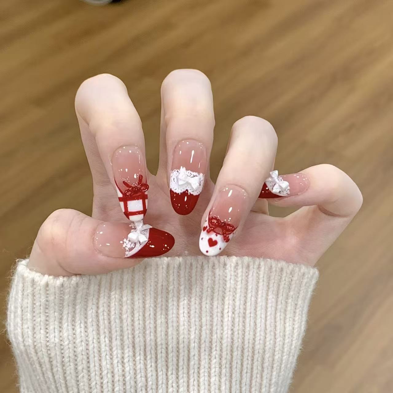 10pcs Handmade Press on Nails  - Christmas Throw Blanket recensie en prijs