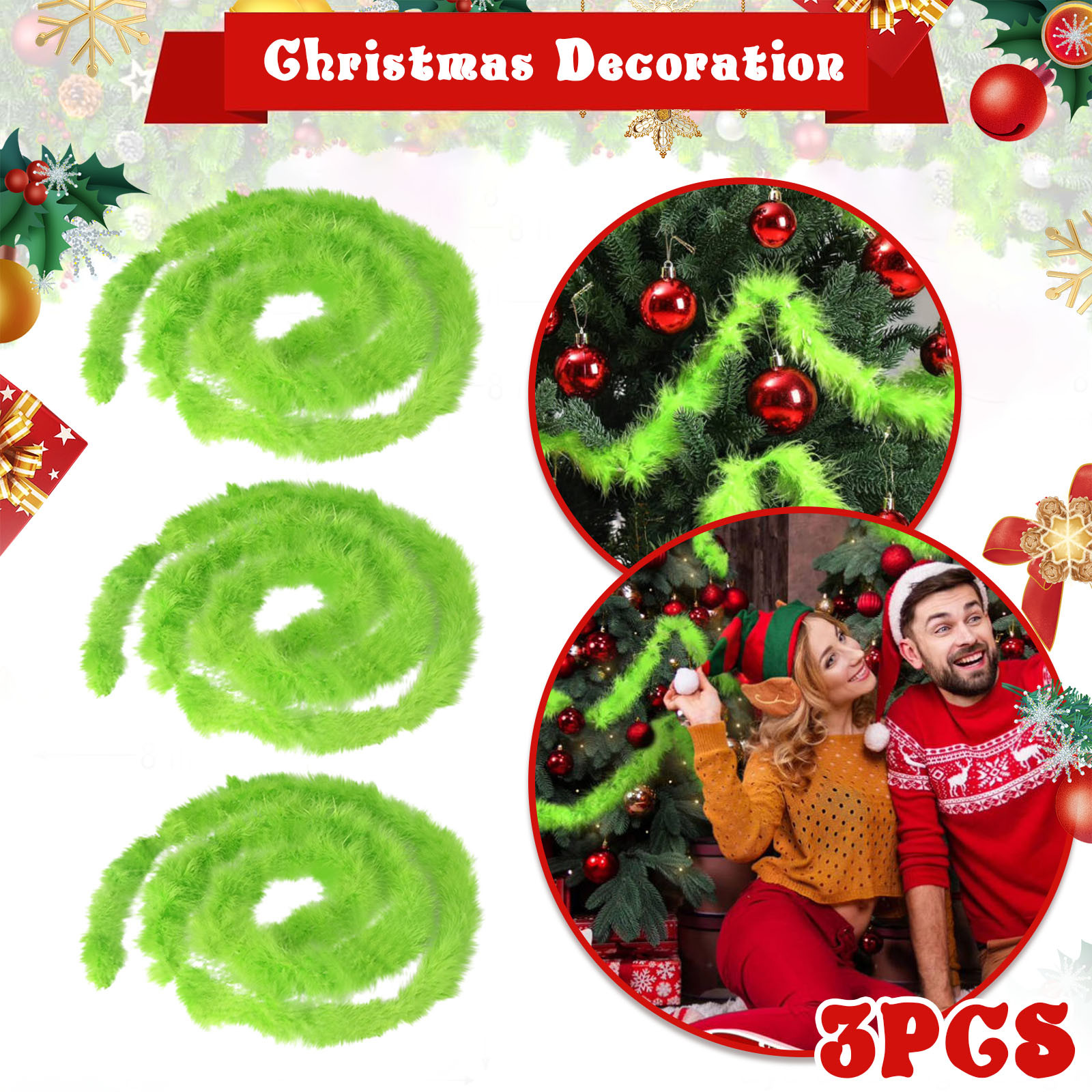 Christmas Garland 3 PCS 20 Fee - Tinsel Garland Decoration recensie en prijs