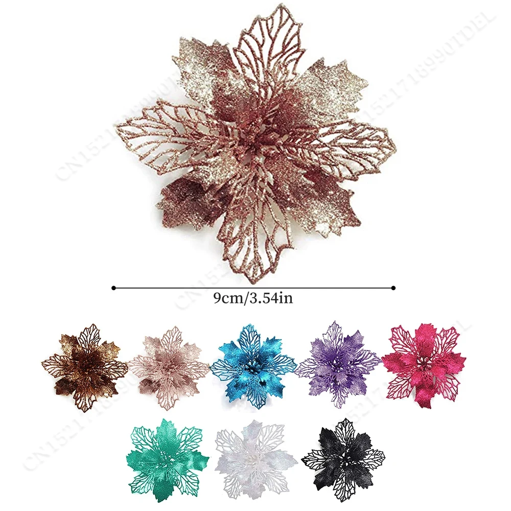 5pcs 9cm Glitter Artifical Chr - Christmas Wreath Fake recensie en prijs